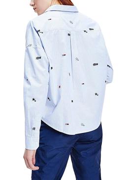 Camisa Tommy Jeans Critter Azul para Mulher