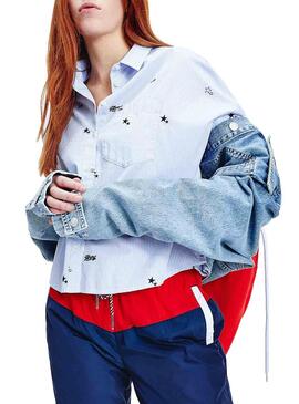 Camisa Tommy Jeans Critter Azul para Mulher