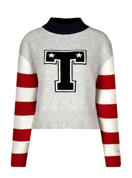 Camisola Tommy Jeans Collegiate Cinza para Mulher