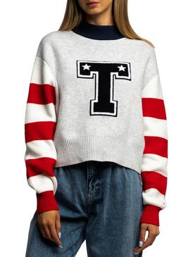 Camisola Tommy Jeans Collegiate Cinza para Mulher