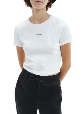 T-Shirt Calvin Klein Micro Crop Branco para Mulher