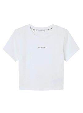T-Shirt Calvin Klein Micro Crop Branco para Mulher