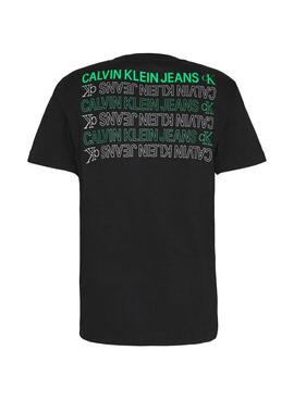 T-Shirt Calvin Klein Repetir Texto Preto Homem