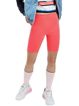 Short Tommy Jeans Fitted Bike Rosa para Mulher