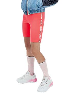 Short Tommy Jeans Fitted Bike Rosa para Mulher