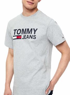 T-Shirt Tommy Jeans Logo Cinza