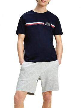 T-Shirt Tommy Hilfiger Corp Split Azul Marinho Homem