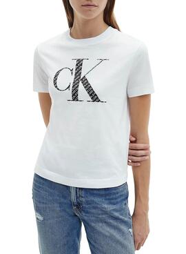 T-Shirt Calvin Klein Bonded Filled Branco Mulher