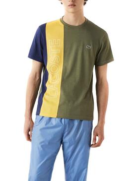 T-Shirt Lacoste Color Block Verde para Homem