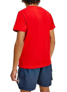 T-Shirt Tommy Jeans Center Chest Vermelho para Homem