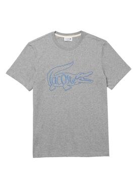 T-Shirt Lacoste Logo Oversize Cinza para Homem