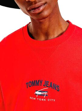 Sweat Tommy Jeans Timeless Vermelho para Homem