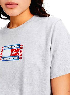 T-Shirt Tommy Jeans Timeless Cinza para Mulher
