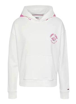 Sweat Tommy Jeans Tape Hoodie Branco para Mulher