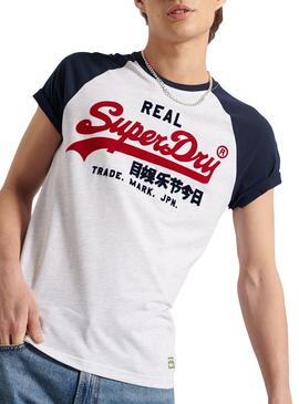 T-Shirt Superdry Duo Raglan Branco para Homem