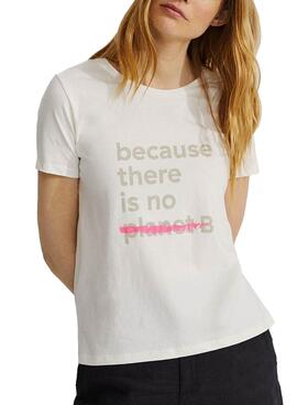 T-Shirt Ecoalf sublinhado porque Branco Mulher