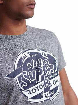 T-Shirt Superdry Brand Language Cinza Homem
