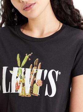 T-Shirt Levis Cactus 90S Serif Logo Preto Mulher
