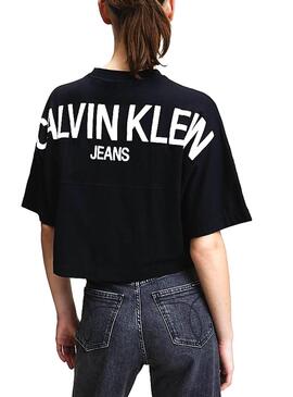 T-Shirt Clavin klein Jeans Back Logo Preto Mulher
