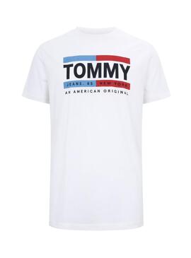 T-Shirt Tommy Jeans Box Logo Branco para Homem