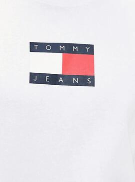 T-Shirt Tommy Jeans Small Flag Branco para Homem