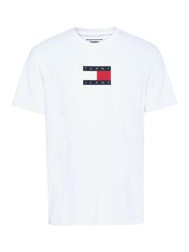 T-Shirt Tommy Jeans Small Flag Branco para Homem