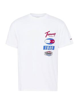 T-Shirt Tommy Jeans Patches Branco para Homem