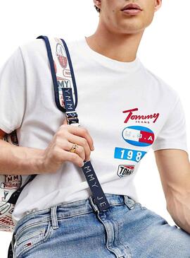 T-Shirt Tommy Jeans Patches Branco para Homem