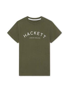 T-Shirt Hackett Basic Logo Verde para Menino