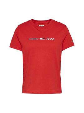 T-Shirt Tommy Jeans Americana Vermelho para Mulher