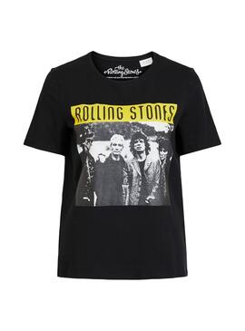 T-Shirt Vila Rolling Stones Preto para Mulher