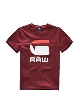 T-Shirt G Star Raw Logo Bordeaux para Menino