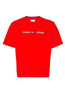 T-Shirt Tommy Jeans Logo Vermelho para Mulher