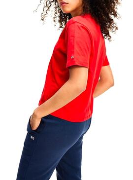 T-Shirt Tommy Jeans Logo Vermelho para Mulher