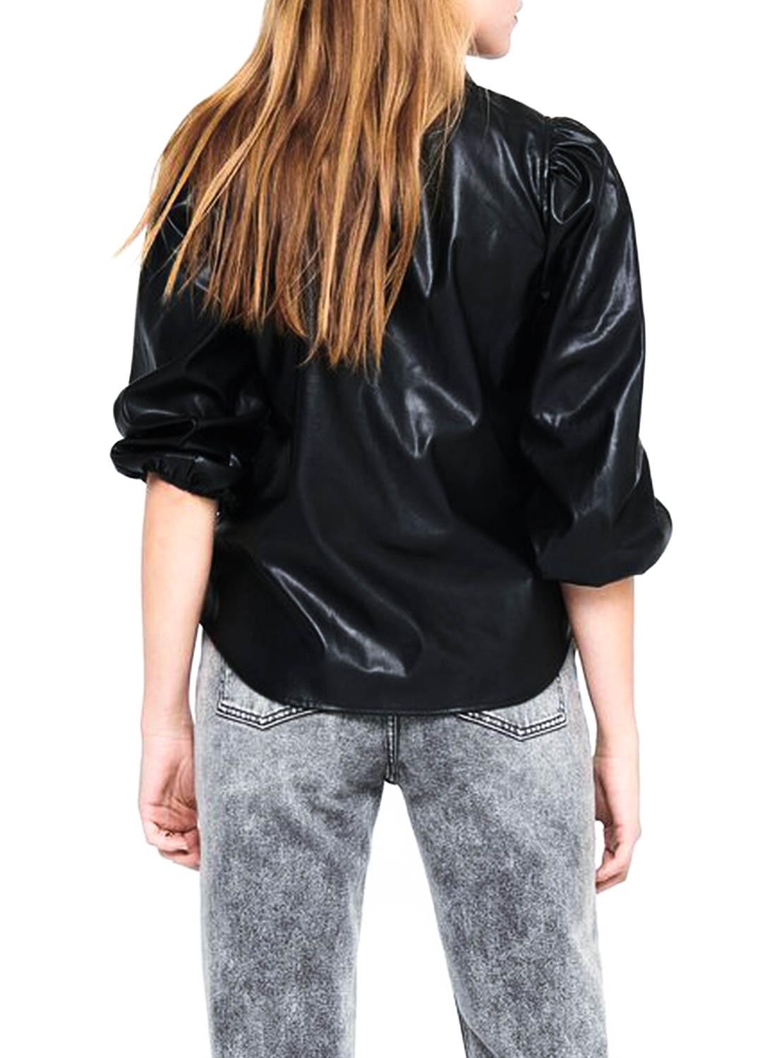 Camisa Only Jil Faux Leather Preto para Mulher