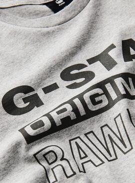 T-Shirt Logotipo G-Star Cinza para Menino