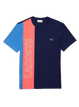 T-Shirt Lacoste Color Block Azul Marinho Homem