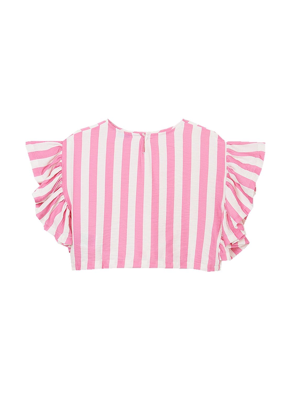 Blusa Mayoral Listras Babados Rosa para Menina