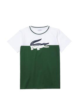 T-Shirt Lacoste Bicolor Print Verde para Menino