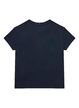 T-Shirt Tommy Hilfiger Multi Text Sateen Azul Marinho
