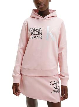 Sweat Calvin Klein Hybrid Logo Rosa para Menina