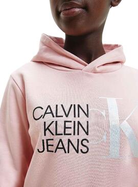 Sweat Calvin Klein Hybrid Logo Rosa para Menina