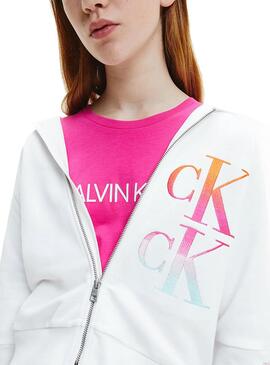 Casaca Calvin Klein Gradient Logo Branco Menina