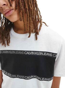 T-Shirt Calvin Klein Logo Tape Branco para Menino