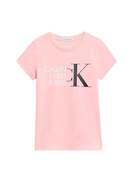 T-Shirt Calvin Klein Hybrid Logo Rosa para Menina
