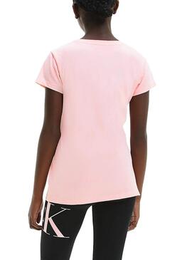 T-Shirt Calvin Klein Hybrid Logo Rosa para Menina