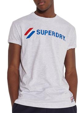 T-Shirt Superdry Sportstyle Applique Cinza Homem