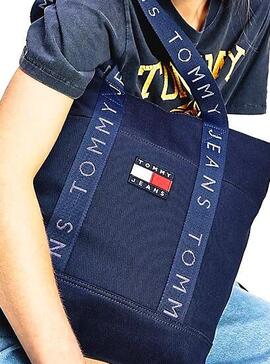 Bolsa Tommy Jeans Heritage Tote Azul Marinho Mulher