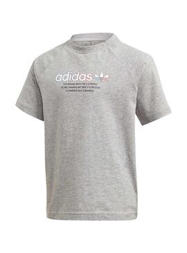 T-Shirt Adidas Adicolor Graphic Cinza Menino e Menina