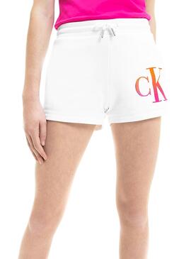 Short Calvin Klein Gradient Logo Branco para Menina